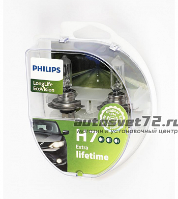 Лампы галогенные H7 12V 55W PHILIPS LongLife EcoVision 12972llecos2